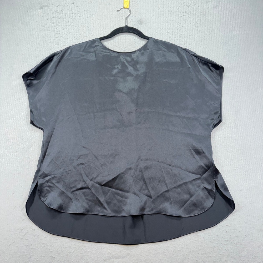 Banana Republic Silk Top Women Size M Black Short Sleeve Satin Blouse